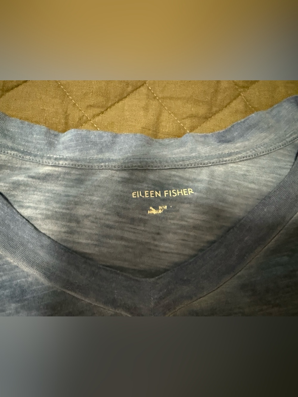 Eileen Fisher Heathered Slate Blue V-Neck Tee